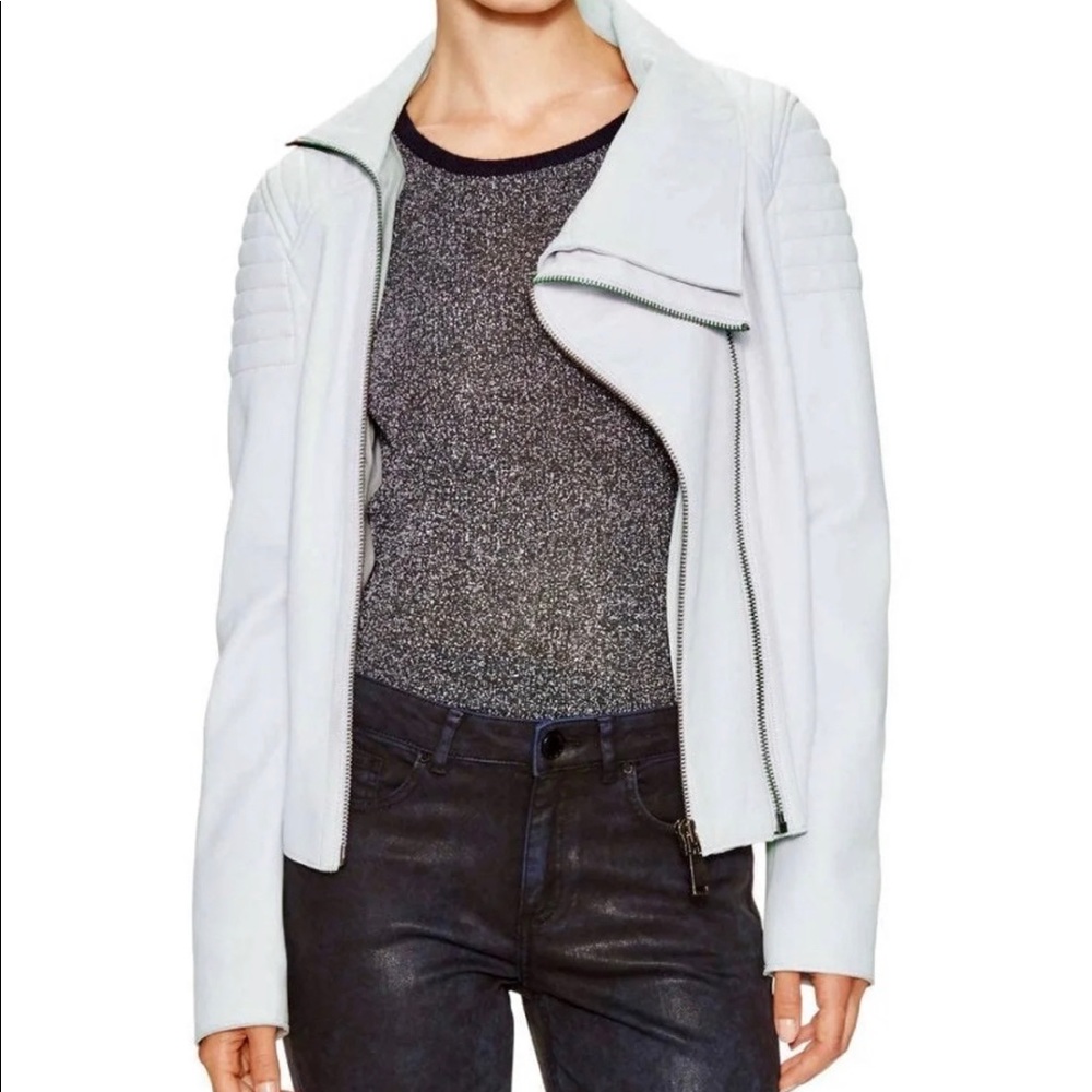 Elie Tahari Leather Moto Jacket